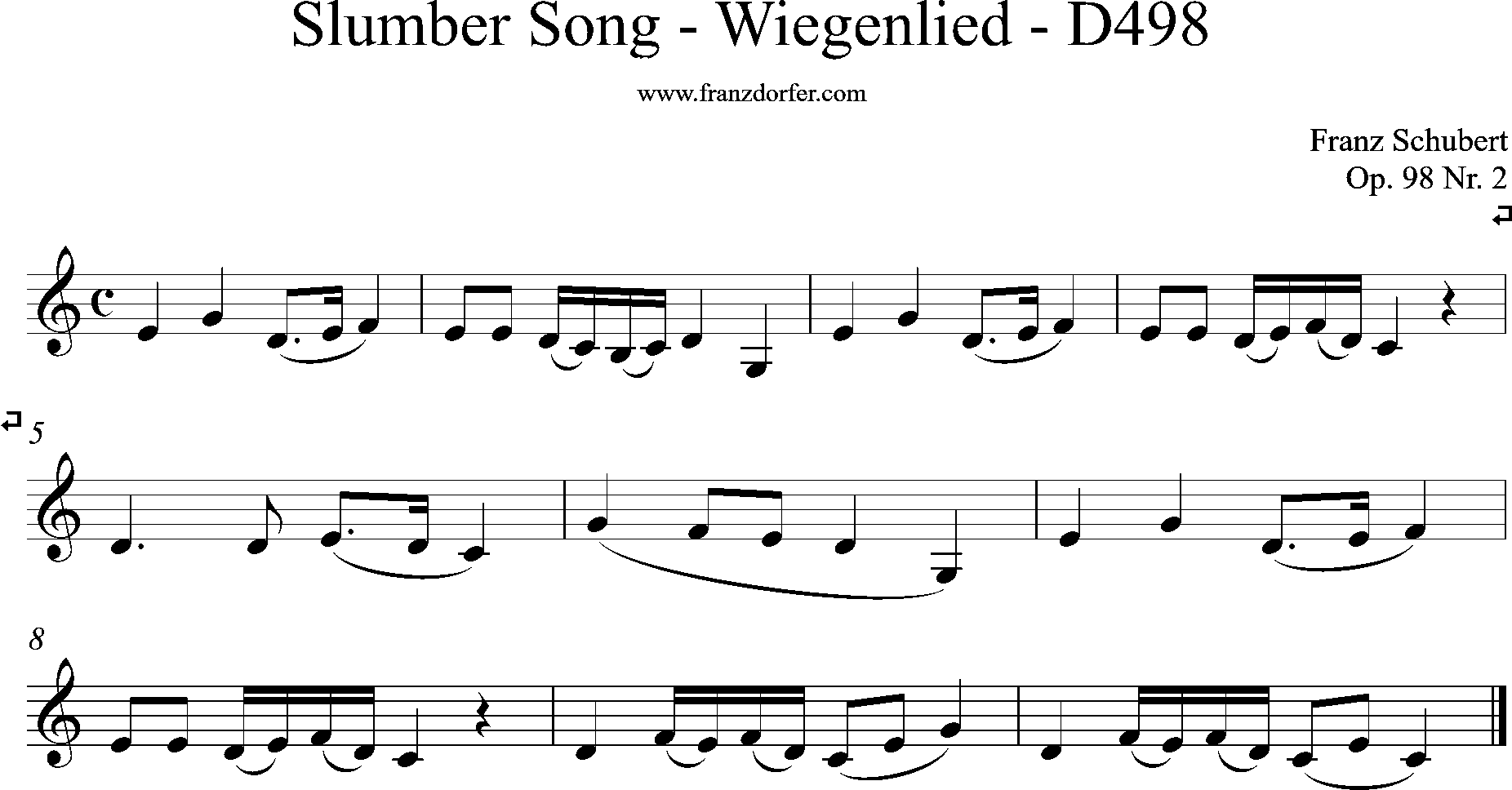 slumbersong, Wiegenlied Schubert, Clarinet C-major 